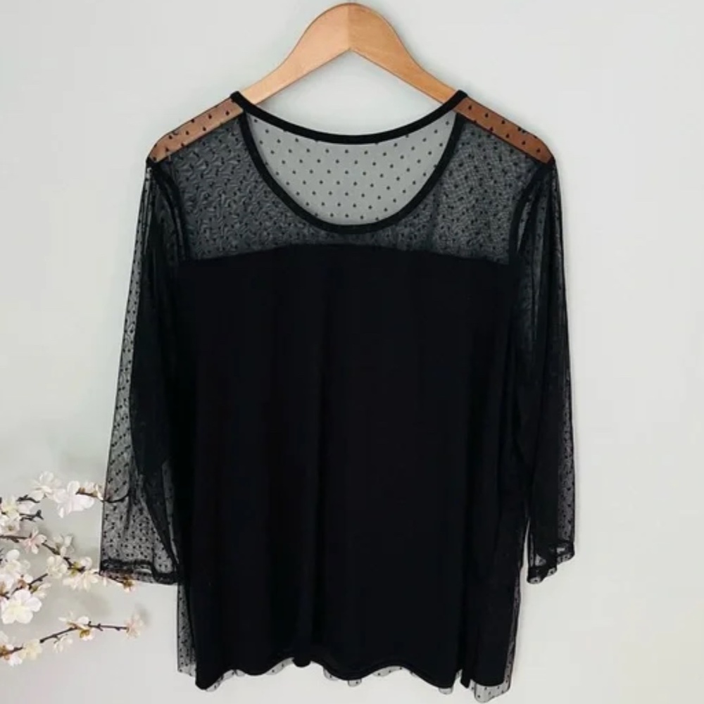 Lane Bryant Mesh Clip Dot Tiered Blouse Size 18/20